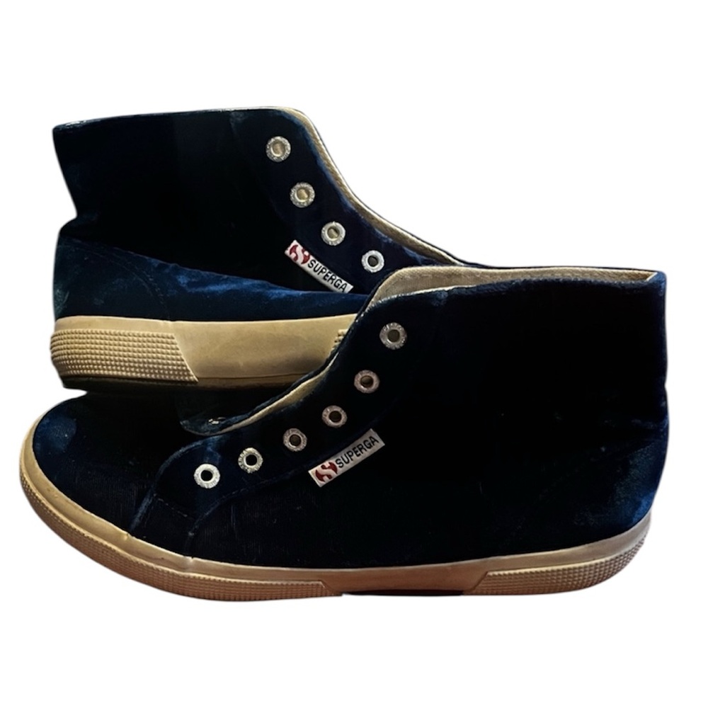 Anthropologie  Superga Navy Velvet High-Tops